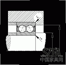 角接觸球軸承 30/8-B-2Z-TVH, 雙列，雙側(cè)間隙密封，接觸角 α = 25°